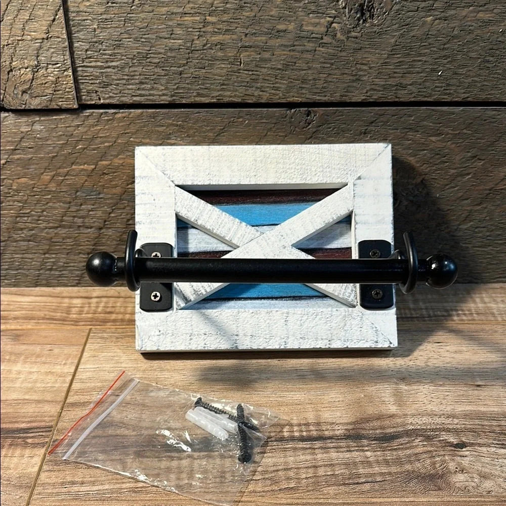 Rustic Toilet Paper Holder Wall Mounted Removable Holding Bar NWOT Hardware incl